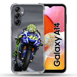 Coque Renforcée En Verre Trempé Pour Samsung Galaxy A14 4G / 5G Moto Course GP Wheeling 46
