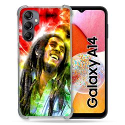 Coque Renforcée En Verre Trempé Pour Samsung Galaxy A14 4G / 5G Musique Bob Marley Color