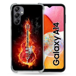 Coque Renforcée En Verre Trempé Pour Samsung Galaxy A14 4G / 5G Musique Guitare Electrique