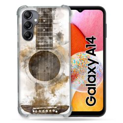 Coque Renforcée En Verre Trempé Pour Samsung Galaxy A14 4G / 5G Musique Guitare Tag