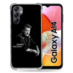 Coque Renforcée En Verre Trempé Pour Samsung Galaxy A14 4G / 5G Musique Johnny Hallyday Noir