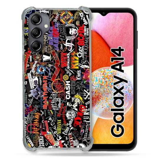Coque Renforcée En Verre Trempé Pour Samsung Galaxy A14 4G / 5G Musique Rock Groupe
