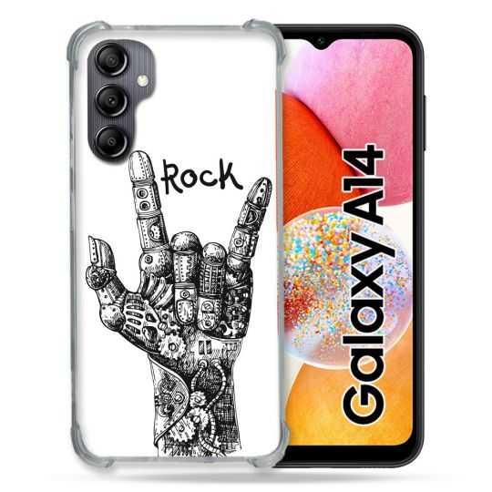 Coque Renforcée En Verre Trempé Pour Samsung Galaxy A14 4G / 5G Musique Rock Main
