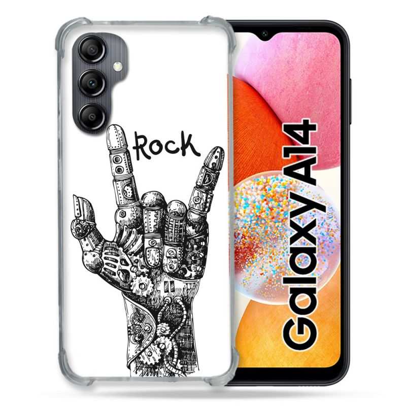 Coque Renforcée En Verre Trempé Pour Samsung Galaxy A14 4G / 5G Musique Rock Main