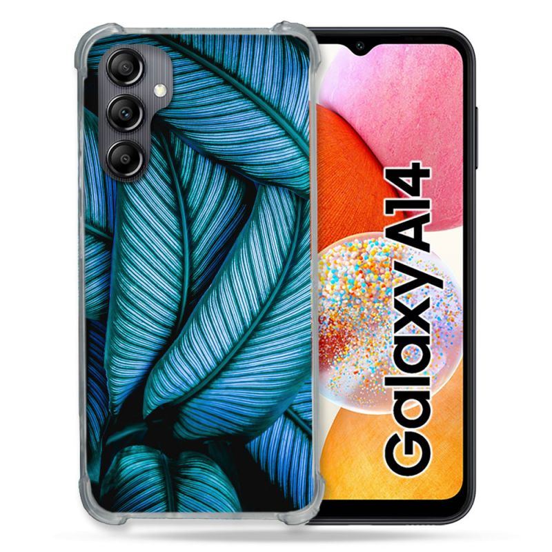 Coque Renforcée En Verre Trempé Pour Samsung Galaxy A14 4G / 5G Nature Feuille Palmier