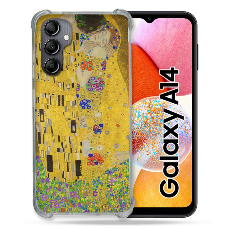 Coque Renforcée En Verre Trempé Pour Samsung Galaxy A14 4G / 5G Peinture Le Baiser