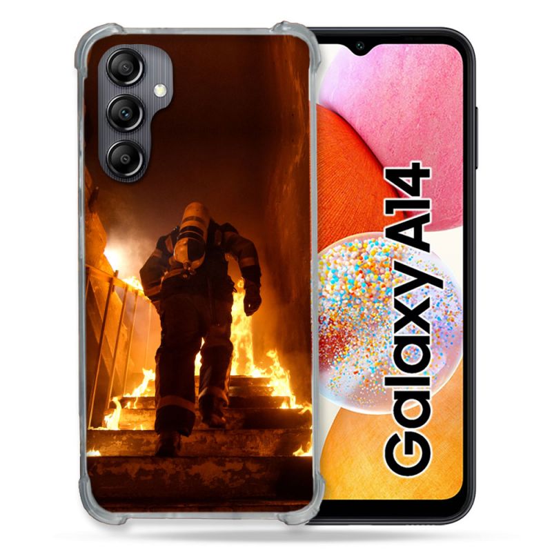 Coque Renforcée En Verre Trempé Pour Samsung Galaxy A14 4G / 5G Pompier Escalier