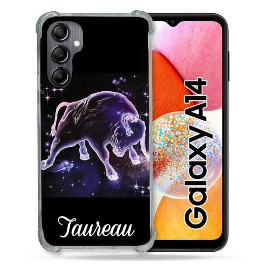 Coque Renforcée En Verre Trempé Pour Samsung Galaxy A14 4G / 5G Signe Zodiaque 2 Taureau