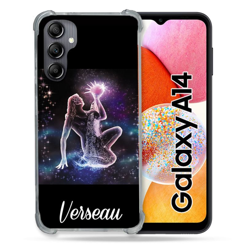 Coque Renforcée En Verre Trempé Pour Samsung Galaxy A14 4G / 5G Signe Zodiaque 2 Verseau