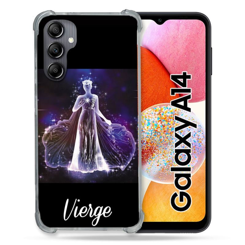 Coque Renforcée En Verre Trempé Pour Samsung Galaxy A14 4G / 5G Signe Zodiaque 2 Vierge