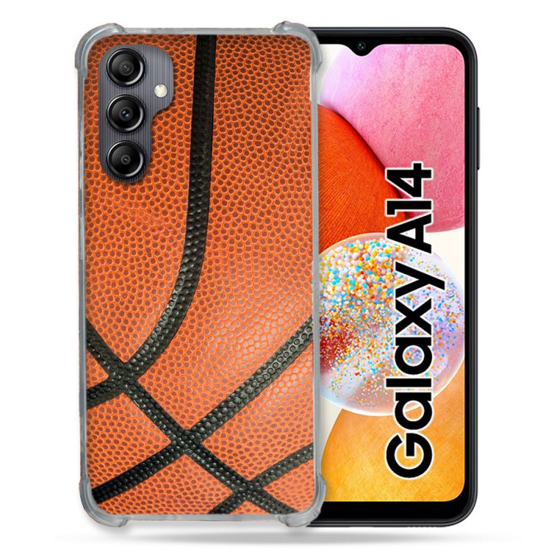 Coque Renforcée En Verre Trempé Pour Samsung Galaxy A14 4G / 5G Sport Ballon Basket