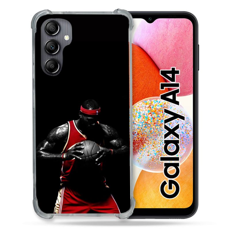 Coque Renforcée En Verre Trempé Pour Samsung Galaxy A14 4G / 5G Sport Basketeur
