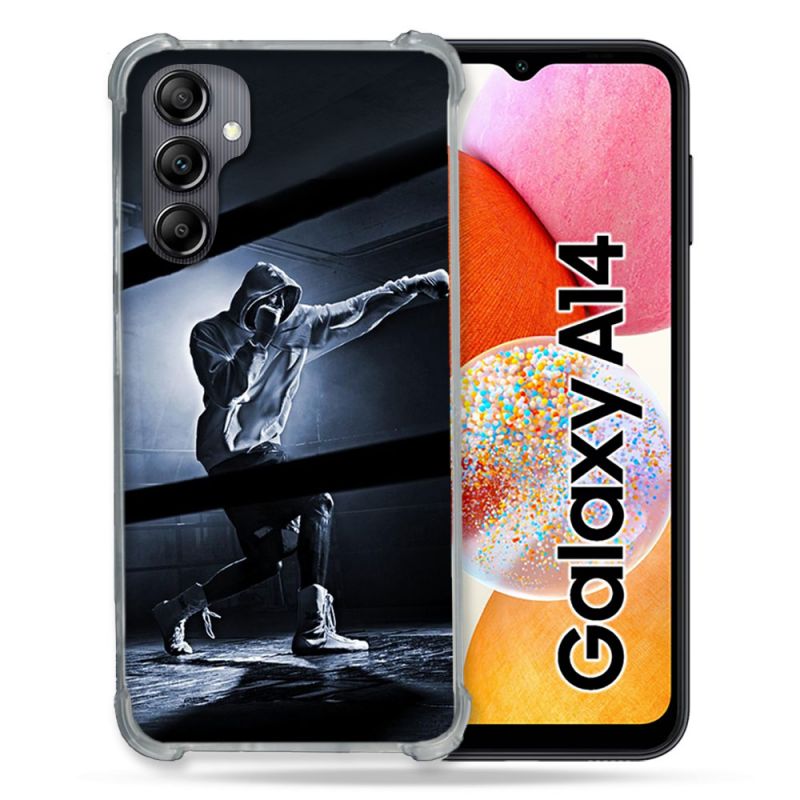 Coque Renforcée En Verre Trempé Pour Samsung Galaxy A14 4G / 5G Sport Boxe Poing