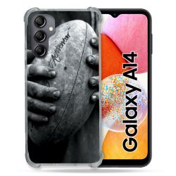 Coque Renforcée En Verre Trempé Pour Samsung Galaxy A14 4G / 5G Sport Rugby Ballon Vintage