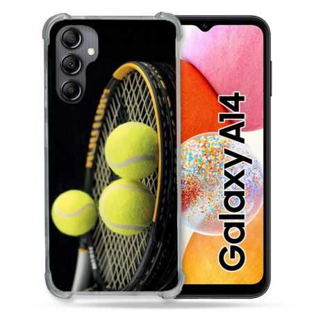 Coque Renforcée En Verre Trempé Pour Samsung Galaxy A14 4G / 5G Sport Tennis Balls