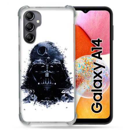 Coque Renforcée En Verre Trempé Pour Samsung Galaxy A14 4G / 5G Star Wars - Dark Vador Blanc
