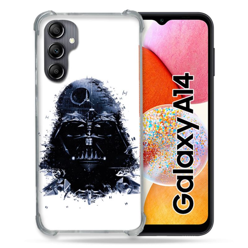 Coque Renforcée En Verre Trempé Pour Samsung Galaxy A14 4G / 5G Star Wars - Dark Vador Blanc