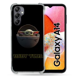 Coque Renforcée En Verre Trempé Pour Samsung Galaxy A14 4G / 5G Star Wars - Yoda bebe noir