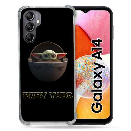 Coque Renforcée En Verre Trempé Pour Samsung Galaxy A14 4G / 5G Star Wars - Yoda bebe noir