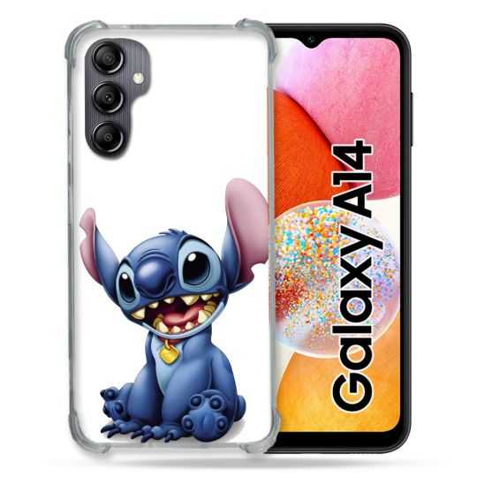 Coque Renforcée En Verre Trempé Pour Samsung Galaxy A14 4G / 5G Stitch Blanc