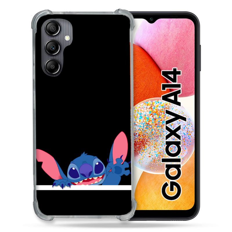 Coque Renforcée En Verre Trempé Pour Samsung Galaxy A14 4G / 5G Stitch Noir