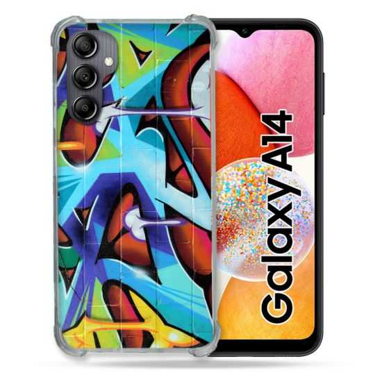 Coque Renforcée En Verre Trempé Pour Samsung Galaxy A14 4G / 5G Street Art Graf Color