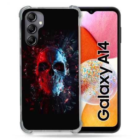 Coque Renforcée En Verre Trempé Pour Samsung Galaxy A14 4G / 5G Tete de Mort Deflagration