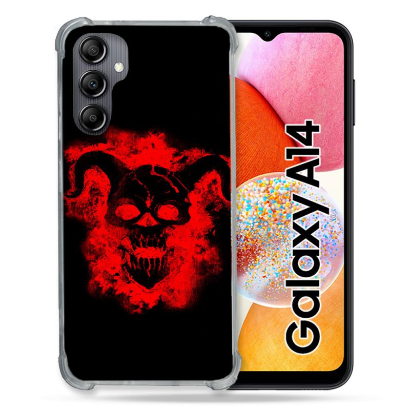 Coque Renforcée En Verre Trempé Pour Samsung Galaxy A14 4G / 5G Tete de Mort Diable