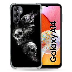 Coque Renforcée En Verre Trempé Pour Samsung Galaxy A14 4G / 5G Tete de Mort Triple