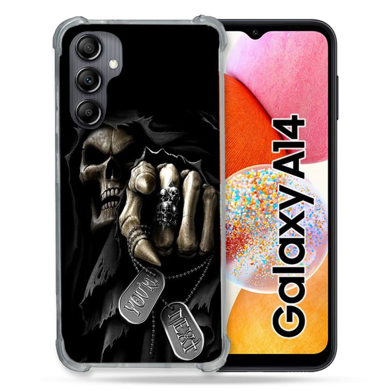 Coque Renforcée En Verre Trempé Pour Samsung Galaxy A14 4G / 5G Tete de Mort Your Next