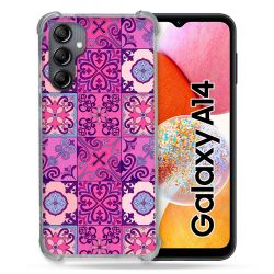 Coque Renforcée En Verre Trempé Pour Samsung Galaxy A14 4G / 5G Texture Carreau Ciment Violet
