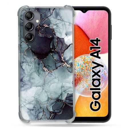 Coque Renforcée En Verre Trempé Pour Samsung Galaxy A14 4G / 5G Texture Marbre Gris