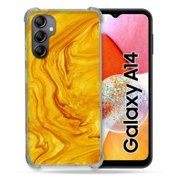 Coque Renforcée En Verre Trempé Pour Samsung Galaxy A14 4G / 5G Texture Marbre Jaune