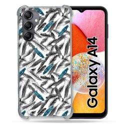 Coque Renforcée En Verre Trempé Pour Samsung Galaxy A14 4G / 5G Texture Plume Canard