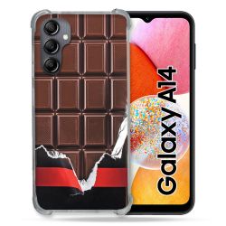 Coque Renforcée En Verre Trempé Pour Samsung Galaxy A14 4G / 5G Texture Trompe Oeil Chocolat