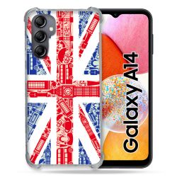 Coque Renforcée En Verre Trempé Pour Samsung Galaxy A14 4G / 5G Voyage Angleterre Blanc