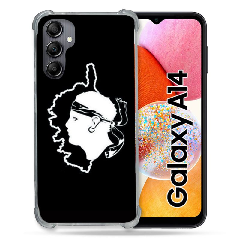 Coque Renforcée En Verre Trempé Pour Samsung Galaxy A14 4G / 5G Voyage Corse Noir