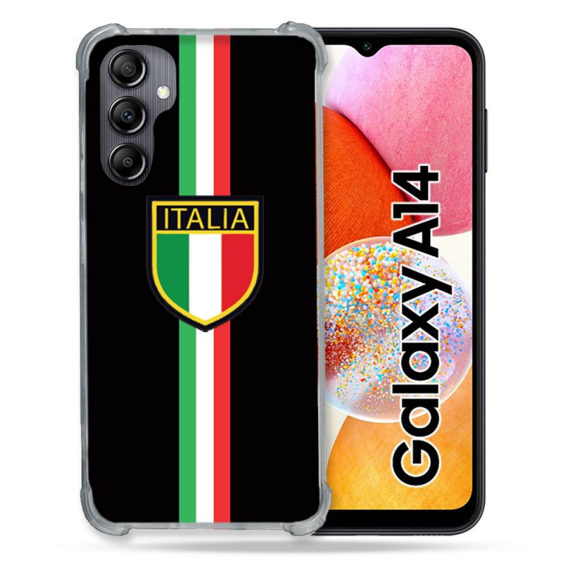 Coque Renforcée En Verre Trempé Pour Samsung Galaxy A14 4G / 5G Voyage Italie 3 Noir