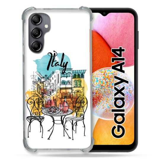 Coque Renforcée En Verre Trempé Pour Samsung Galaxy A14 4G / 5G Voyage Italie Vintage