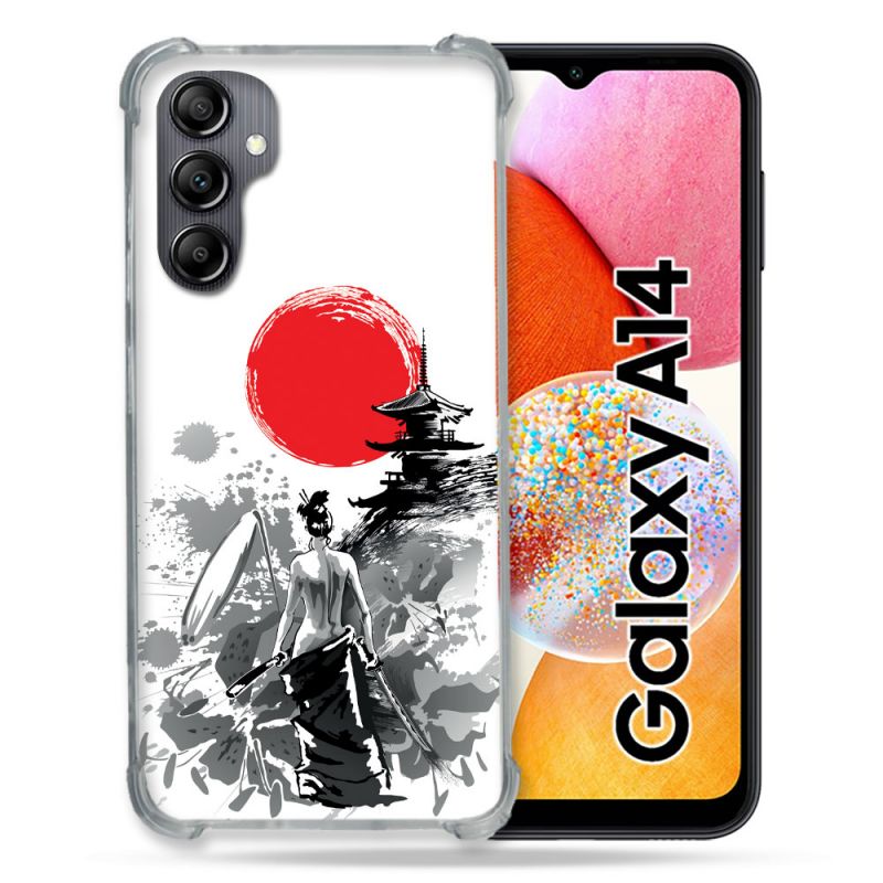 Coque Renforcée En Verre Trempé Pour Samsung Galaxy A14 4G / 5G Voyage Japon Femme