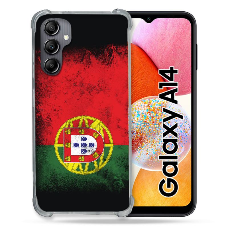 Coque Renforcée En Verre Trempé Pour Samsung Galaxy A14 4G / 5G Voyage Portugal Drapeau