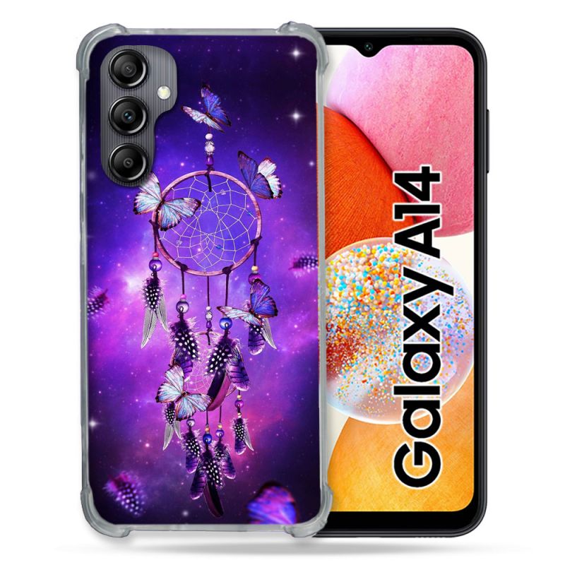 Coque Renforcée En Verre Trempé Pour Samsung Galaxy A14 4G / 5G Zen Attrape Reve Papillon
