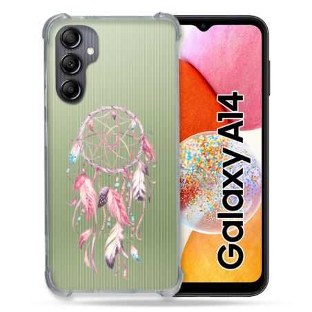 Coque Renforcée En Verre Trempé Transparente Pour Samsung Galaxy A14 4G / 5G Attrape Reve Rose