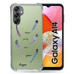 Coque Renforcée En Verre Trempé Transparente Pour Samsung Galaxy A14 4G / 5G Plume Couleur