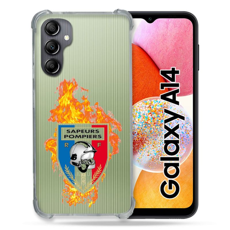 Coque Renforcée En Verre Trempé Transparente Pour Samsung Galaxy A14 4G / 5G Pompier Feu