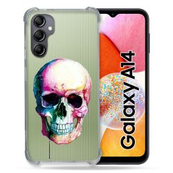 Coque Renforcée En Verre Trempé Transparente Pour Samsung Galaxy A14 4G / 5G Skull Head Crane Colore
