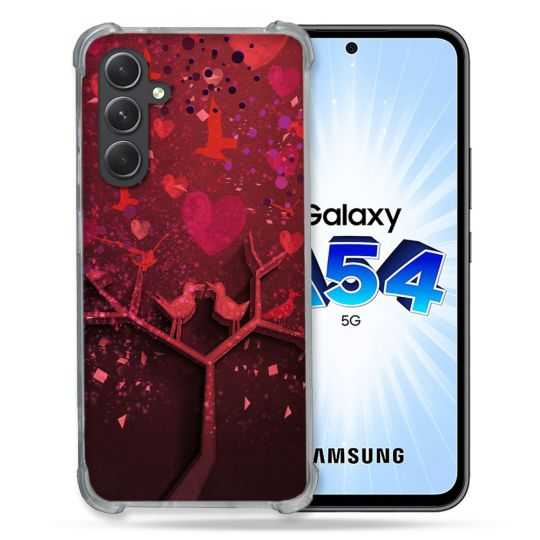 Coque Renforcée En Verre Trempé Pour Samsung Galaxy A54 5G Amour Arbre