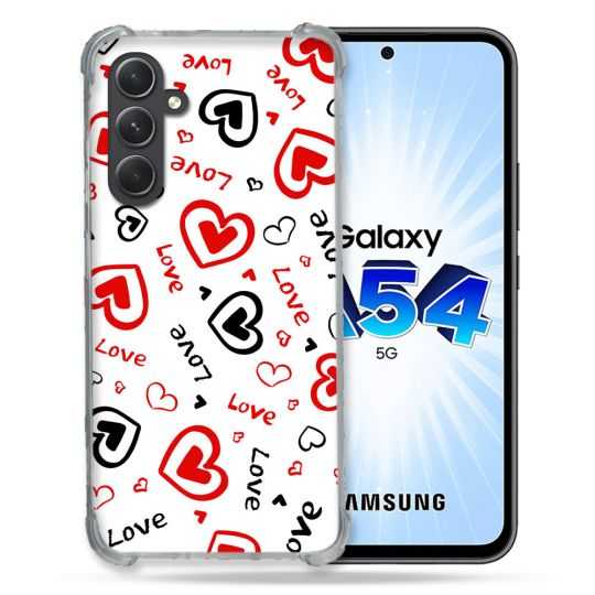 Coque Renforcée En Verre Trempé Pour Samsung Galaxy A54 5G Amour Love