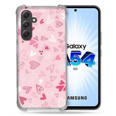 Coque Renforcée En Verre Trempé Pour Samsung Galaxy A54 5G Amour Ptis Coeurs