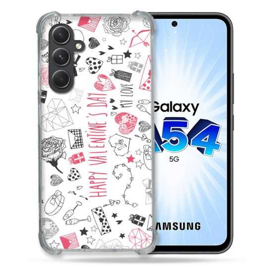 Coque Renforcée En Verre Trempé Pour Samsung Galaxy A54 5G Amour Valentines